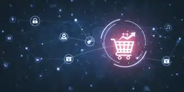 Illustration of affiliate marketing network driving e-commerce growth in the US