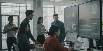 Personalization at Scale: 12% E-commerce Uplift in US 2025 E-commerce team analyzing data for scaled personalization strategies