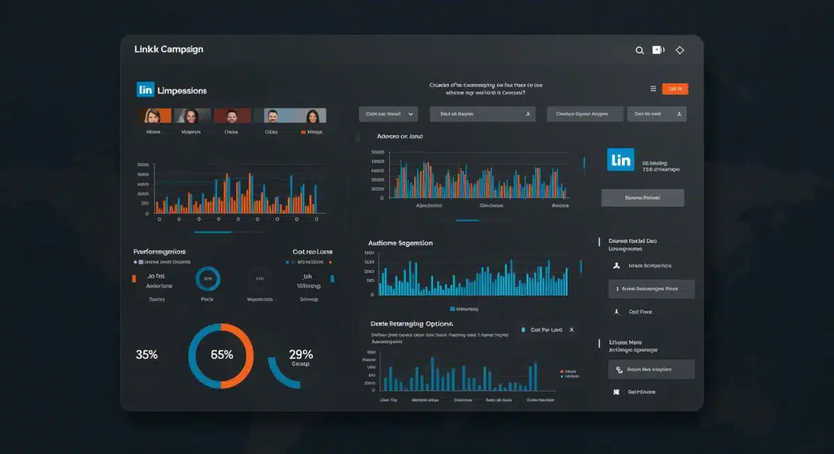 LinkedIn Ads campaign dashboard demonstrating advanced targeting and retargeting options.