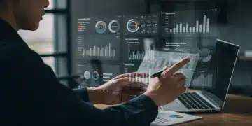 Marketer analyzing attribution models on a dashboard for paid campaign ROI