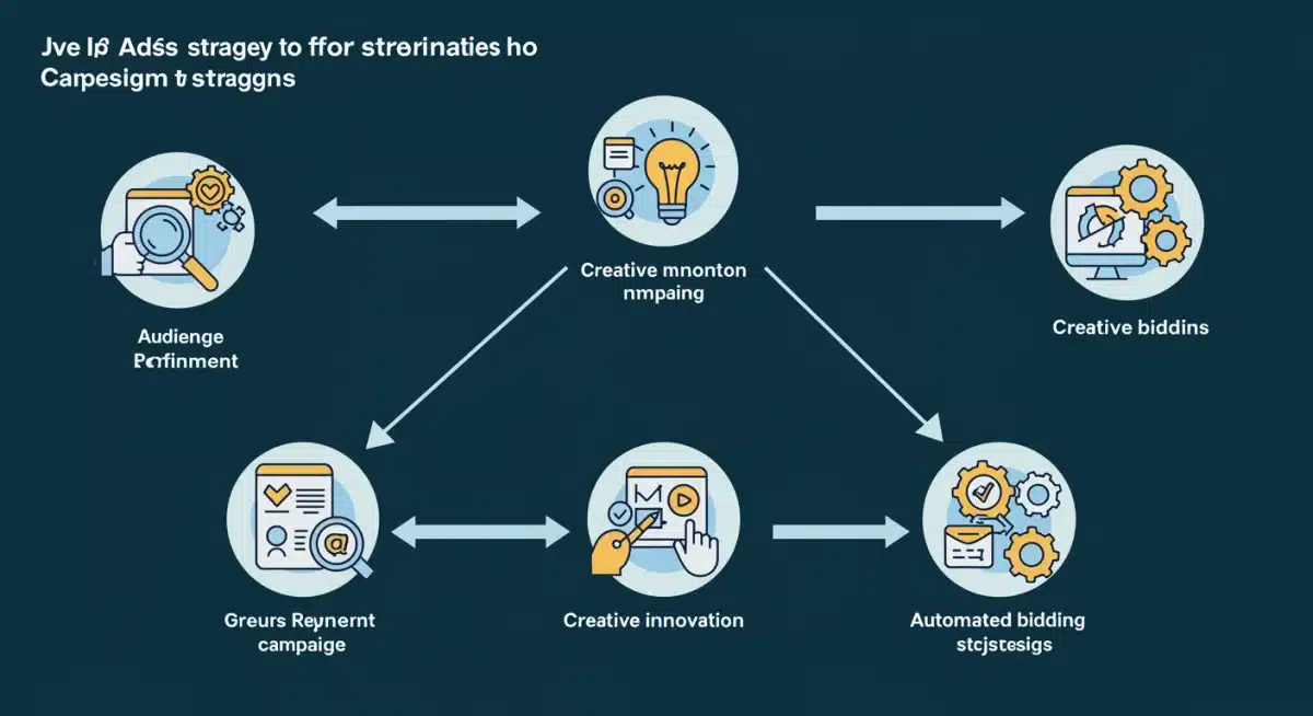 Infographic detailing five key Meta Ads campaign optimization strategies for Q1 2025