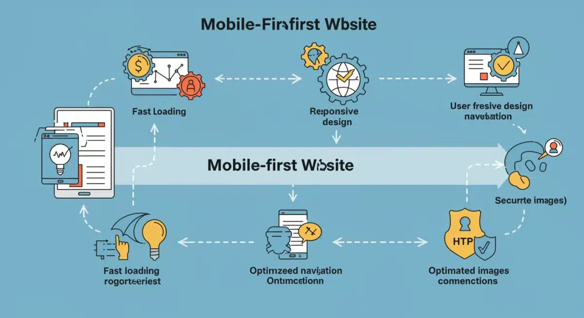 Infographic detailing essential elements for mobile-first website optimization