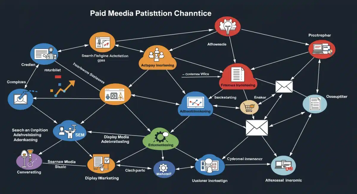 Interconnected paid media channels and customer journey attribution model