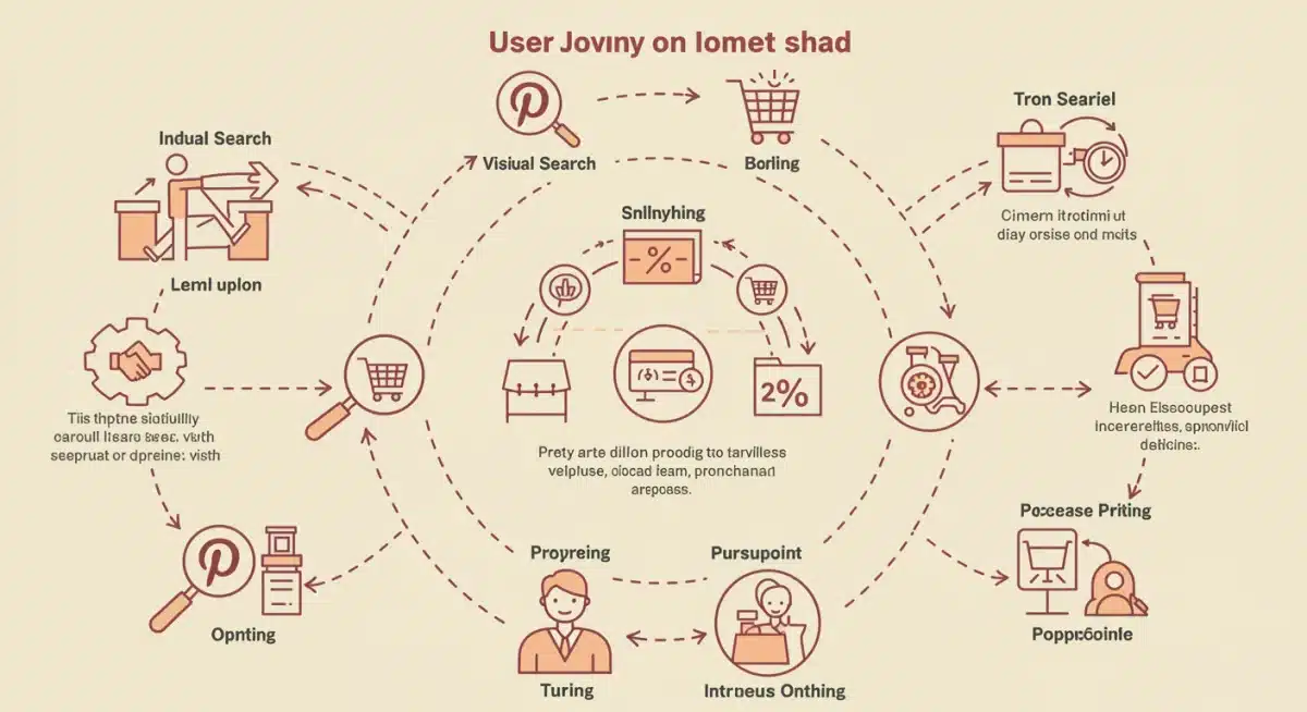 Infographic depicting the Pinterest user journey and visual search optimization
