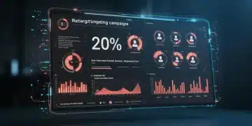 Futuristic dashboard showing 2025 retargeting campaign analytics and abandoned cart recovery
