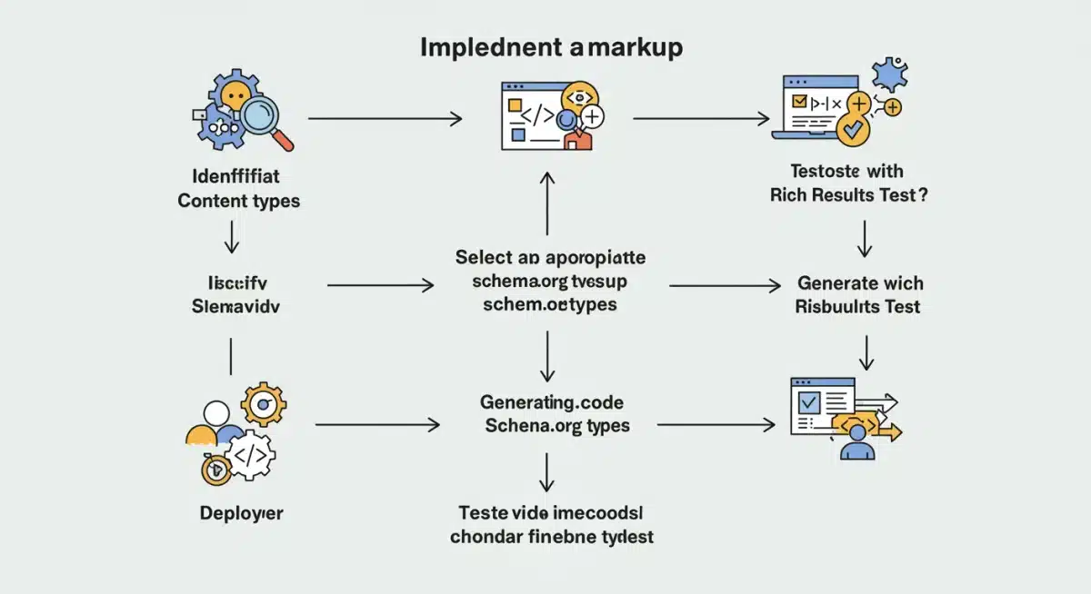 Flowchart detailing the implementation process of schema markup for SEO.