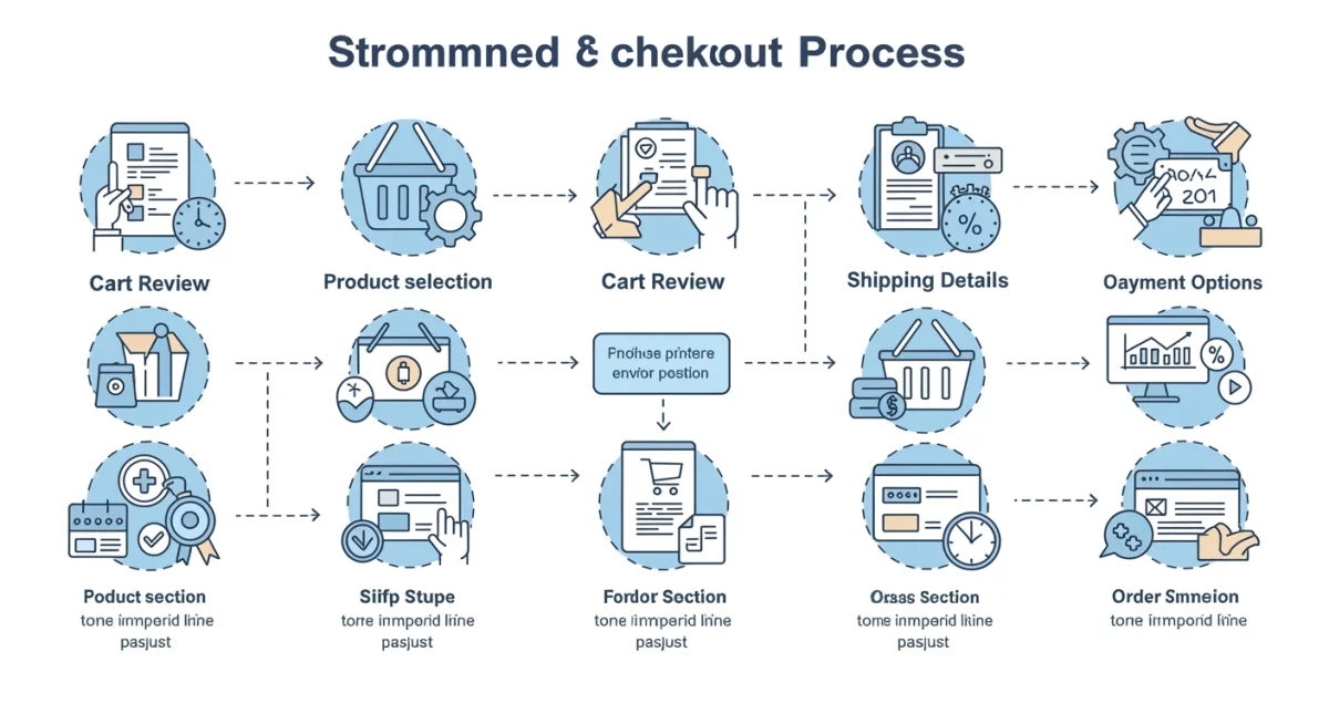 Streamlined e-commerce checkout process flowchart showing efficient steps from cart to order confirmation.