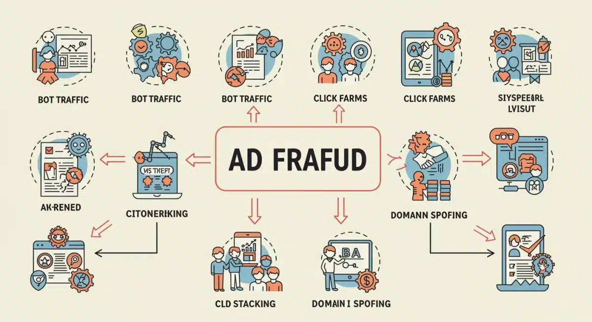 Infographic showing various types of ad fraud and their financial impact