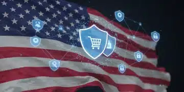 New Data Privacy Regulations Impact US E-commerce: Retention Strategies Digital privacy shield protecting e-commerce data in the US